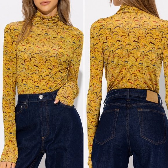 ULLA JOHNSON AURELIA TIGERS EYE YELLOW TURTLENECK SIZE LARGE - Picture 4 of 16